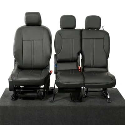 Image of UK Custom Covers To Fit Toyota Proace City (2018 Onwards) Front Seat Block Stitch Leatherette (Black) SC955B