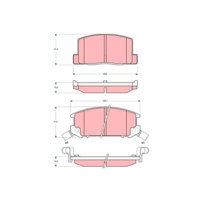 Image of 0446617030, 0446617040, 0446617050, 0446617051, 0446617070 Brake pad set TRW GDB3058 with acoustic wear warning TOYOTA: MR2 III Convertible