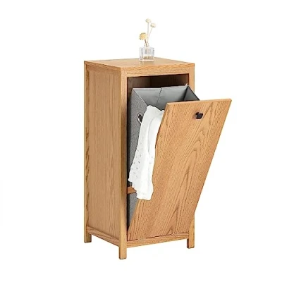 Image of SoBuy Laundry Cabinet Chest Bathroom with Basket Natural W40 x D35 H90cm BZR96 N
