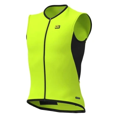 Image of Alé Cycling Men&#039;s R EV1 Thermo Gilet, Fluo Yellow, Small