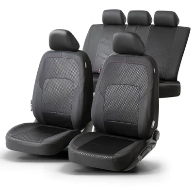 Image of Walser Logan 11861 Premium Car Seat Covers with Zip, Zipp IT Protective Complete Set, 2 Front Covers, 1 Rear Cover Black/Red