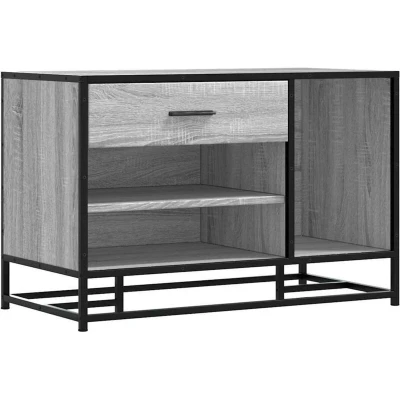 Image of vidaXL Shoe Bench Grey Sonoma 80x40x53.5 cm Engineered Wood and Metal