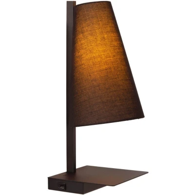Image of Lucide GREGORY Bedside lamp 1xE27 With USB charging point Black
