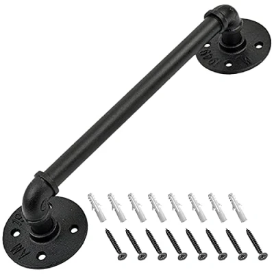 Image of Gorssen Stair Banister Handrails Handrail Stairs Indoor Outdoor Steps Staircases Railing for Elderly Kids Black Metal Wrought Iron External Handrail,90cm