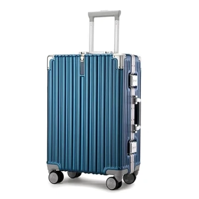 Image of Meoky Suitcase lightweight aluminum frame Carry on ABS+PC with 4 Wheels Hand Luggage,Blue,26in