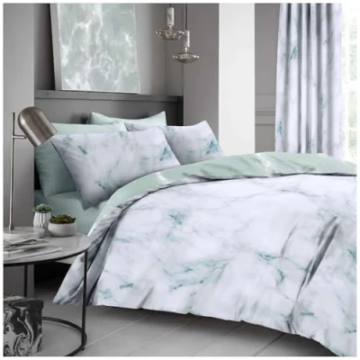 Image of GC GAVENO CAVAILIA Marble Effece Single Duvet Cover Set, Easycare Super Soft &amp; Cosy Reversible Textured Quilt Bedding Duck Egg