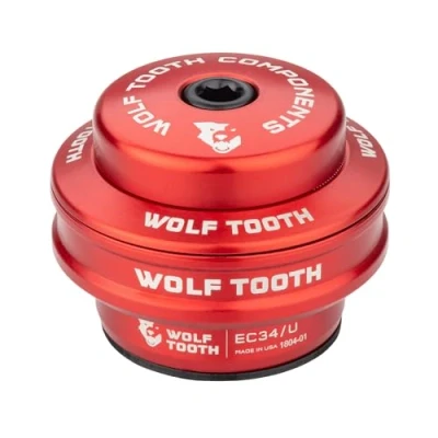 Image of Wolf Tooth Premium EC Headsets External Cup EC34 5mm Red Lightweight Aluminium Headset Stainless Steel Bearings Wide Colour Range