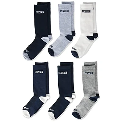 Image of Levi&#039;s HIGH CUT 6 PACK Unisex Socks for kids, Size: 6.5 9.5, Dark blue