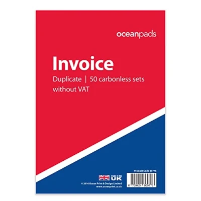 Image of Ocean Pads Invoice Book Duplicate Without VAT, A5 148 x 210mm, 2 Part Carbonless (69776)