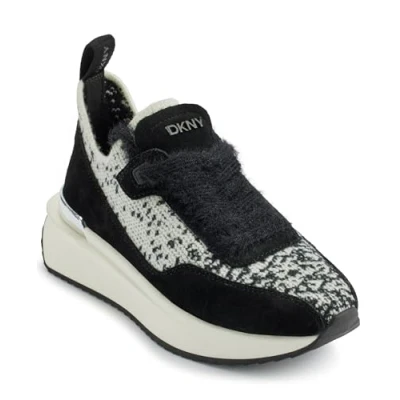 Image of DKNY Women&#039;s Aveline Lace Up Sneaker, Black Off White, 5 UK