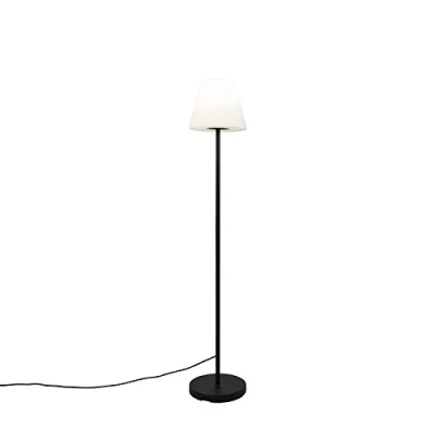 Image of Qazqa Outdoor Pole I Bollard Post Floor lamp Black with White Shade IP65 25 cm Virginia Garden Design Suitable for LED E27 1 Light Steel