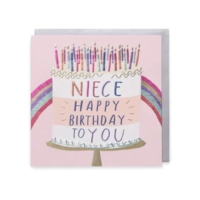 Image of Kindred UK Greetings Niece Happy Birthday Cake Card, 159x159mm
