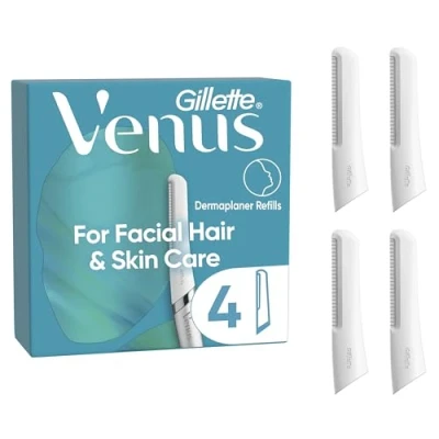 Image of Venus Dermaplaning Blades for Face, Womens Face Razor Refills x 4 Facial Hair &amp; Skin, Exfoliating Tool