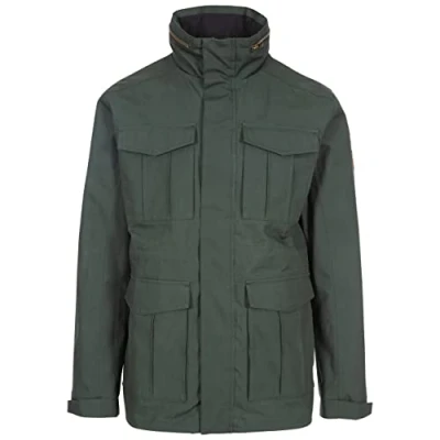 Image of Trespass Rainthan Waterproof Rain Jacket with Concealed Hood Olive, Large