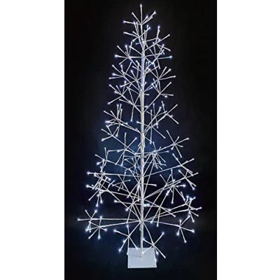 Image of SHATCHI Pre Lit White Twig Tree Cool LED Lights Metal Frame Christmas Decoration Festive Indoor Birch Xmas Large Home Décor, 5ft