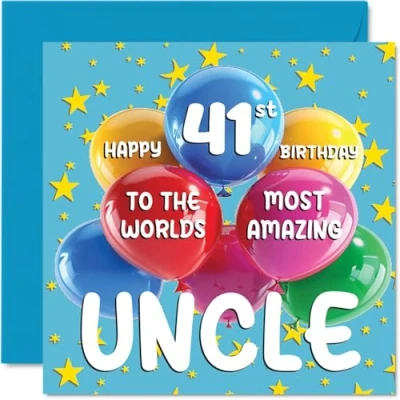 Image of 41st Uncle Birthday Card World&#039;s Most Amazing Happy for from Niece Nephew, 145mm x Age 41 Forty One Greeting Cards