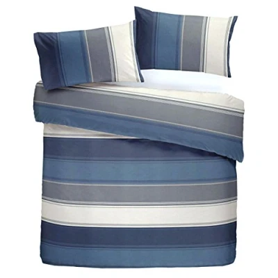 Image of Fusion Betley Classic Wide Stripe Duvet Cover Set 3 pieces, Double Bed Size in Blue