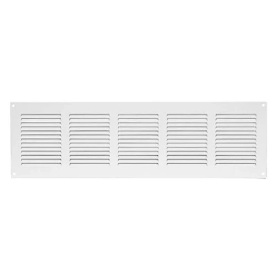 Image of Metal Air Vent Grille Cover with Insect Mesh Ventilation (500x200mm / 20x8&#039;&#039;, White)