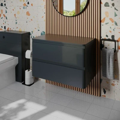 Image of Regis Forma Anthracite Grey Wall Hung Countertop Vanity Unit without Basin 800mm