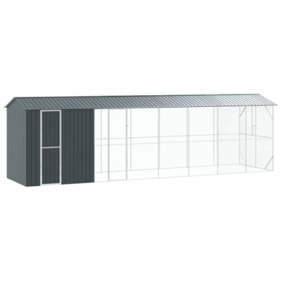 Image of vidaXL Aviary with Extension Anthracite 210 x 838 247 cm Steel