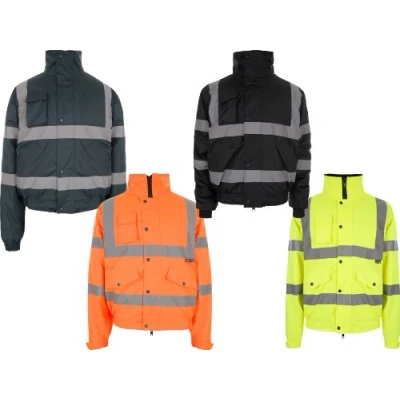 Image of MENS LADIES HI VIS HIGH VIZ VISIBILITY BOMBER JACKETS (X LARGE, YELLOW)