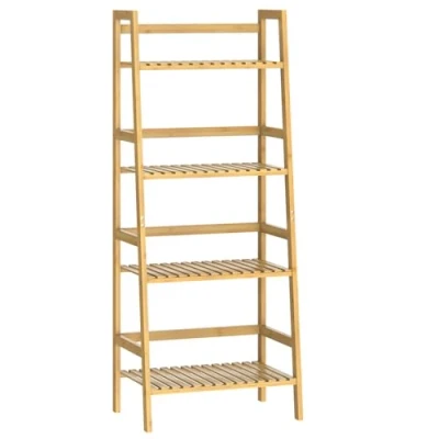 Image of CASARIA Bamboo Wooden Bathroom Shelf 4 Tier 123x48x32cm Kitchen Adjsutable Floor Shelves Freestanding Storage Rack