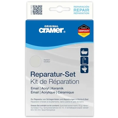 Image of Cramer Manhattan Repair Kit for Bathtubs, Shower Trays and Sinks Professional Solution Repairing Impact Damage Chips on Enamel, Ceramic Acrylic