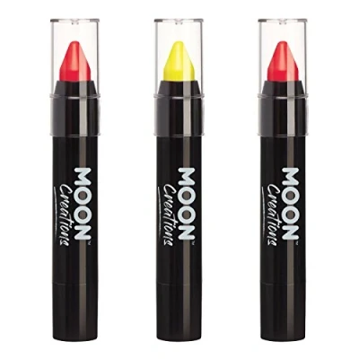 Image of Face Paint Stick Body Crayon by Moon Creations Spain Red Yellow Flag Set 3.2g For Kids, Adults, Fancy Dress, Festivals, Halloween, Euro 2024