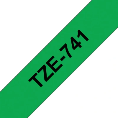 Image of Brother P Touch TZe Laminated Tape 18mm x 8m Black on Green TZE741