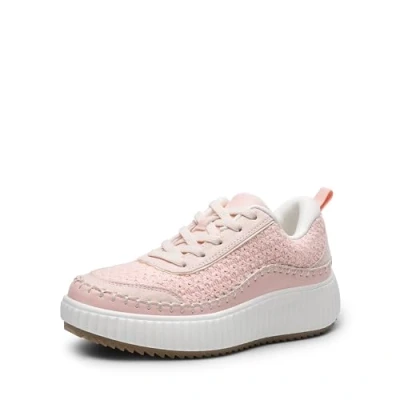Image of DREAM PAIRS Women Chunky Casual Platform Fashion Sneaker SDFN2379W,Size 6,Pink Knit,SDFN2379W