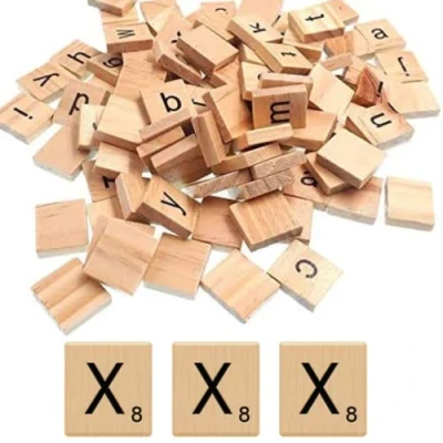 Image of Glamified Pack of 10 X SCRABBLE TILES Same LETTERS Bags WOODEN BLACK NUMBERS FOR CRAFTS WOOD ALPHABETS (Letter X, Tiles)