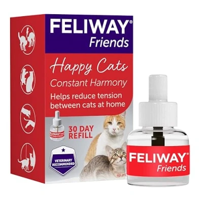 Image of Feliway Friends 30 Day Refill 48ml For Plug In Anxiety Relief Pheromone Diffuser Cats Calm Your And Reduce Conflict A Multi Cat Household With