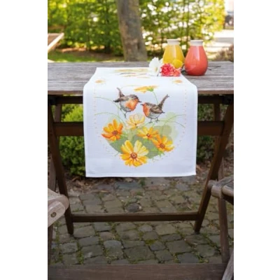 Image of Vervaco Aida Counted Table Runner Embroidery Kit, Cotton, Multicoloured, ca. 32 x 84 cm / 12,8&quot; 33,6&quot;