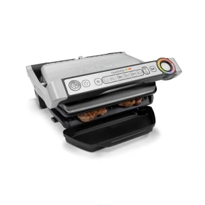 Image of Tefal OptiGrill+ GC713D40 Intelligent Health Grill, 6 Automatic Settings, Stainless Steel, 2000W, 4 Portions, 14.57 x 14.17 6.5 cm