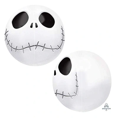 Image of Amscan Anagram 2902701 Halloween Jack Skellington White Skull Orbz Foil Balloon 16&quot;