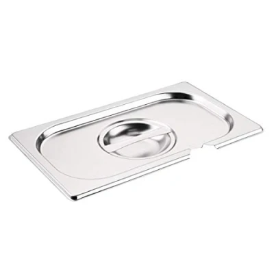 Image of Vogue 12284 Stainless Steel 1/4 Gastronorm Notched Lid Cover Top Food Storage, Silver