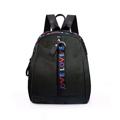 Image of Fashion Women&#039;s PU Leather Nylon Backpack Handbag Casual Rucksack for School, Travel, and Daily Use, Waterproof, Anti Theft, Vintage Shoulder Bag with Large Capacity (Black)