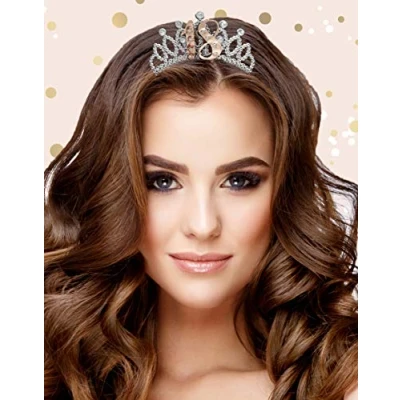 Image of Alandra Birthdays TIARA 18 18th Birthday Metallic Gift Boxed Tiara, Cream &amp; Rose Gold Silver, One Size