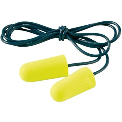 Image of 3M E A R Soft Yellow Neon Earplugs ES 01 005, 36 dB, Corded Foam plugs with vinyl cord for high hearing protection and comfort 1x 200 Pairs