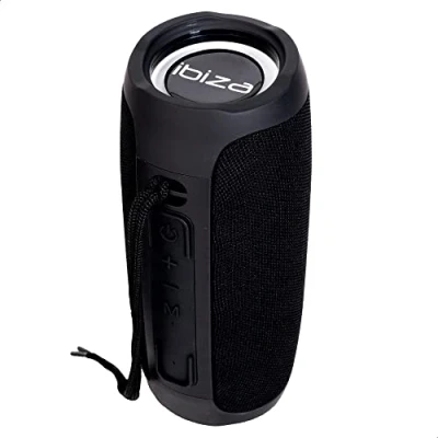 Image of Ibiza BULLET30 Portable 30W Bluetooth 360 baffle, battery operated with LED light rings and TWS function Black