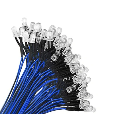 Image of YIXISI 50 PCS 5mm LED Diodes Light, Ultra Bright 12V 20cm Pre Wired, Blue