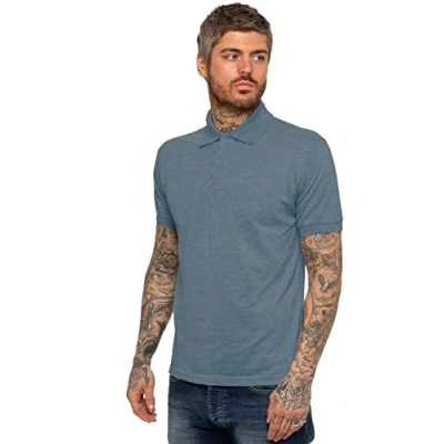 Image of K11 KZPL105 Mens Polo Shirt Pique T Shirts Tee New Golf Work Casual Plain Short Sleeve Top Petrol Blue M