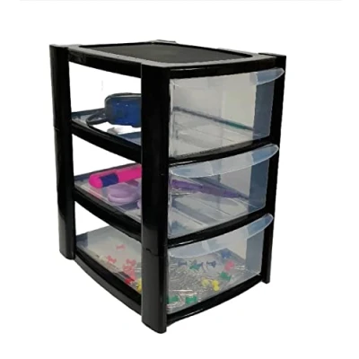 Image of Small (A5 Sized Drawer) 3 Drawer Black Storage Unit