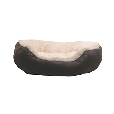 Image of Rosewood Premium, Luxurious and Comfortable Small Dog Bed with Anti Slip Base, 20inch, Brown/Cream