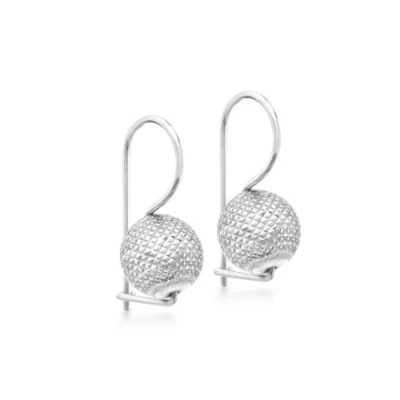 Image of Carissima Gold Women&#039;s 9 ct White 10 mm Squared Diamond Cut Ball Drop Earrings