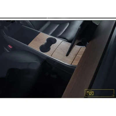 Image of Generic Car Center Console Wrap Cover Kit, Wood, for Tesla Model 3/Model Y 2017 2020