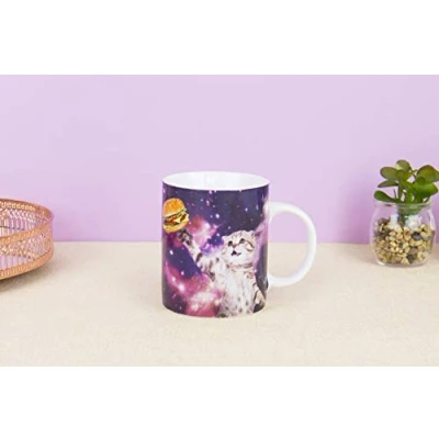 Image of Gift Republic Cat in Space Mug, 9.5 x 11 8 cm