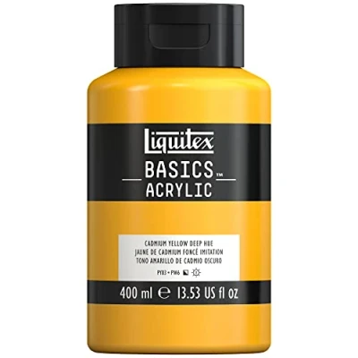 Image of LIQUITEX Basics Acrylic Paint, Cadmium Yellow Deep Hue, 400 ml Bottle