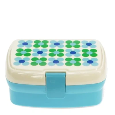 Image of Rex London Lunch Box with Tray Blue and Green Daisy