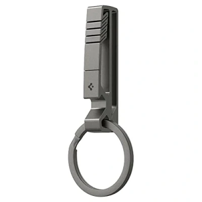 Image of Spigen Metal Fit Titanium Belt Loop Keychain Key Clip for Ring Holder Chain with Detachable Men Gunmetal